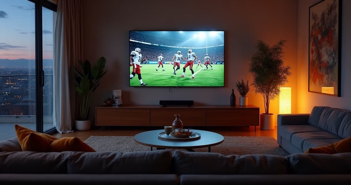 Fubo alternative — watch live NFL and sports on iBostreaming IPTV on a big-screen TV