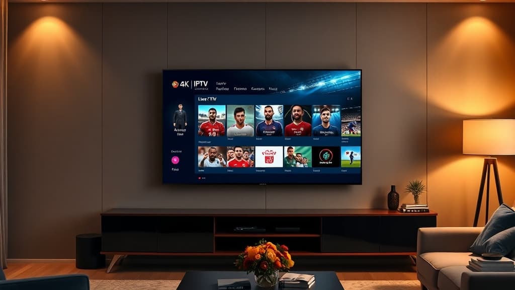 IPTV Smarters Pro streaming live sport and channels on a 4K smart TV in a living room