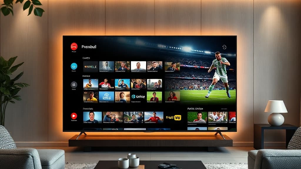 TiviMate showing its TV guide grid with a live sports match on a 4K smart TV